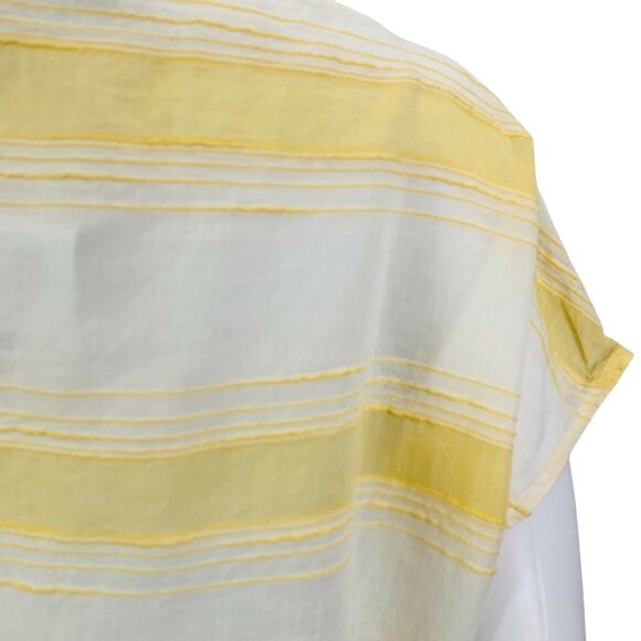 NEW Ann Taylor LOFT Womens Dolman Top Yellow Textured Stripe Semi Sheer Size S - Picture 6 of 13